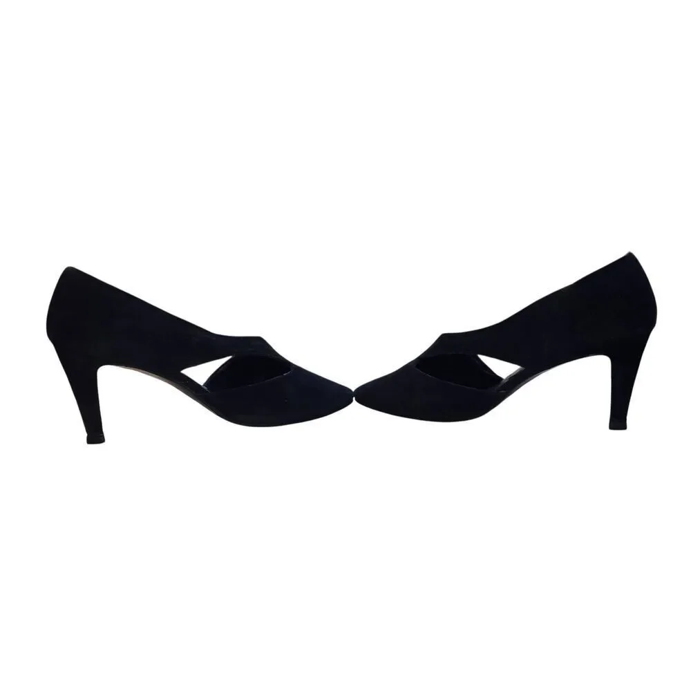 Shoe Strings Women's Size 6.5M Black Suede D'Orsay Heel